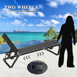 Domi Pool Lounge Chairs Set of 2 with Side Table, Aluminum Adjustable Outdoor Chaise Lounge with Wheels - Photo 5