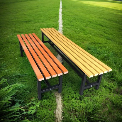Generic Outdoor Metal Garden Bench with Backrest, Orange, for Patio, Deck, Yard, Lawn (yellow, L 150 x W 37 x H 45)
