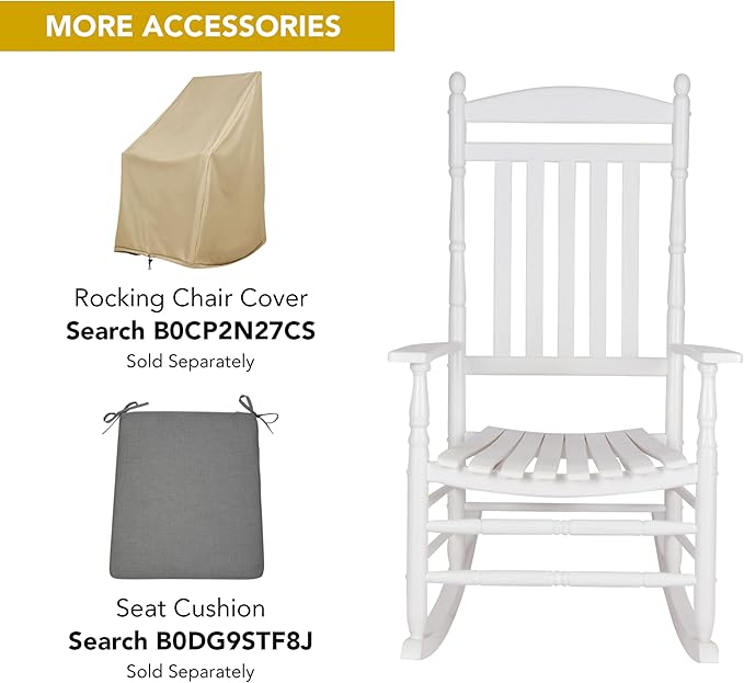 Shine Company Rhode Island Wooden Traditional Rocking Chair, White