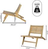 Eyely TAP2000A Virellan Mid-Century Modern Wood Armless Outdoor Patio Chair Contemporary, Bohemian, Coastal - Photo 1