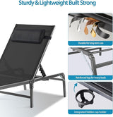 Foldable Outdoor Lounge Chairs Set of 2, No Assembly Chaise Lounge Outdoor with Cup Holder and 6 Adjustable Positions - Photo 5