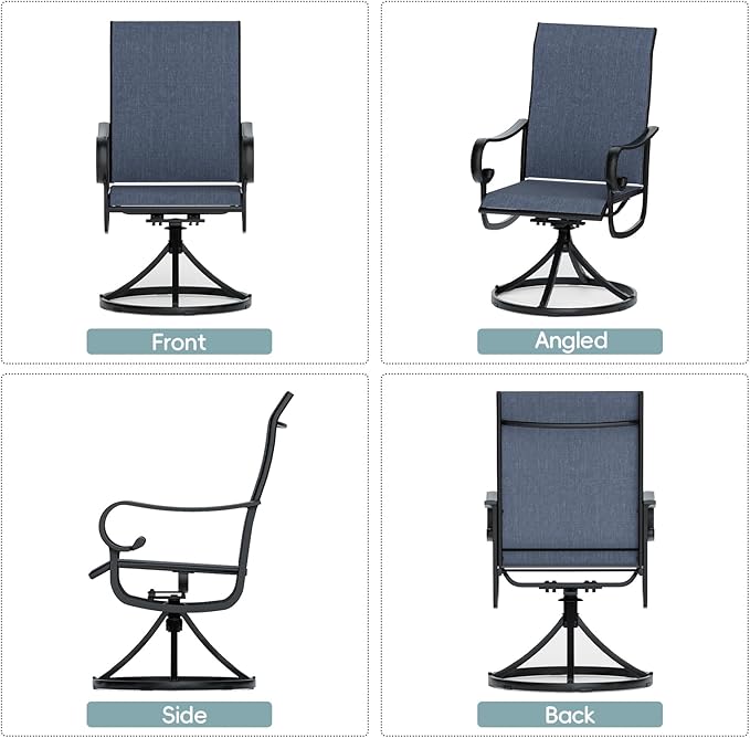 Patio Swivel Chairs Set of 4, Outdoor Dining Chairs with High Back - Photo 7