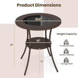 Tangkula 25 inch Patio Wicker Coffee Table Outdoor Backyard Lawn Balcony Pool Round Tempered Glass Top Rattan Steel - Photo 3