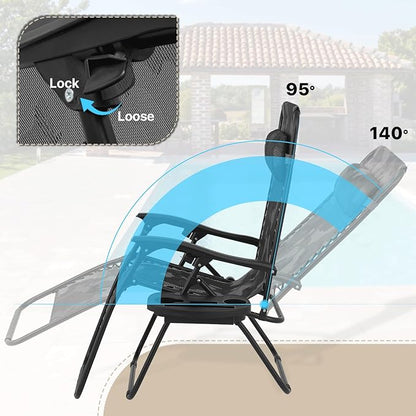 Athena Collection Zero Gravity Outdoor Lounge Chair Set of 2, 25" Width Pool Lounge Lawn Chairs Reclining, Outdoor Chaise with Cup Holder for Beach Patio Backyard Outside, Camouflage