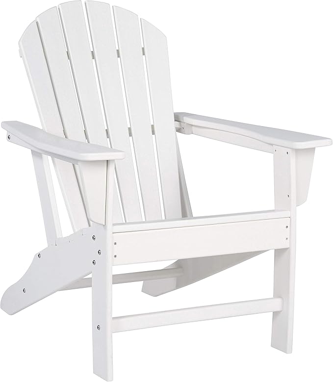 Benjara BM209700 Contemporary Plastic Adirondack Chair with Slatted Back, White