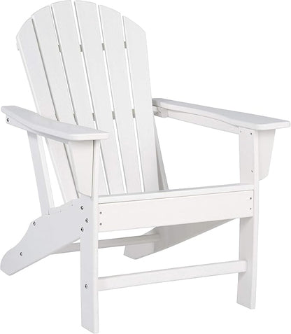 Benjara BM209700 Contemporary Plastic Adirondack Chair with Slatted Back, White