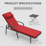 3 Pieces Patio Chaise Lounge Set Outdoor PE Rattan Armrest Lounge Chair Adjustable Backrest Reclining Chair with - Photo 4