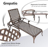 Grepatio Lounge Chairs for Outdoor, Patio Lounge Chaise Cast Aluminum Chairs with Cushion - Photo 6