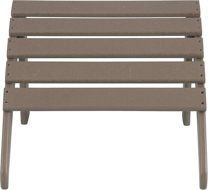 WO Home Furniture Adirondack Chair Outdoor Ottoman Set of 2 PCS Classic Patio Furniture (Weathered Wood)