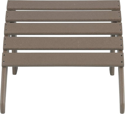 WO Home Furniture Adirondack Chair Outdoor Ottoman Set of 2 PCS Classic Patio Furniture (Weathered Wood)