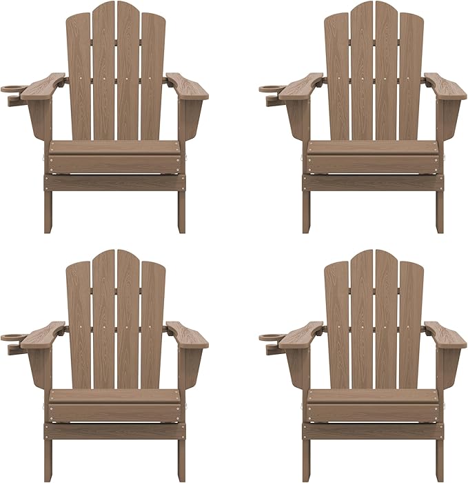 KINGYES Folding HDPE Adirondack Chairs
