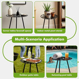 1 Pack Extra-Large Metal Outdoor Side Tables 18 Inches Outside End Table for Patio Round Accent Garden Corner Table for - Photo 6
