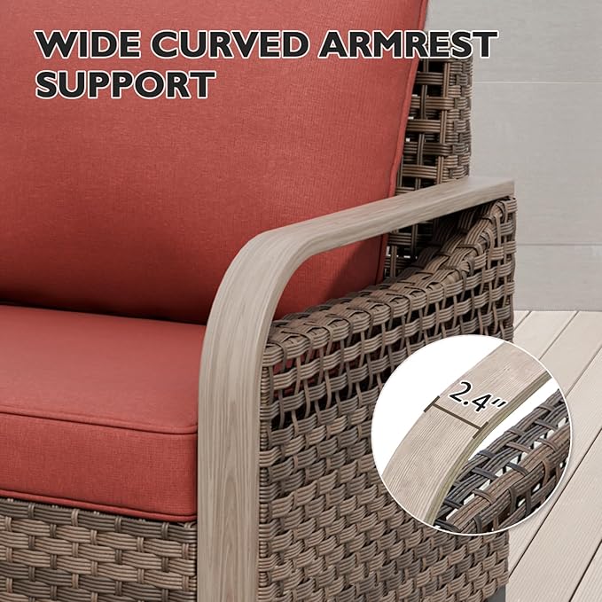 EAGLE PEAK Wicker Outdoor Patio Sofa Modern Rattan Patio Furniture Loveseat for Backyard Deck Porch Balcony - Photo 6