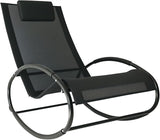 Outsunny Pool Lounger, Outdoor Rocking Lounge Chair for Sunbathing, Pool, Beach, Porch with Pillow & Cool Mesh - Photo 1