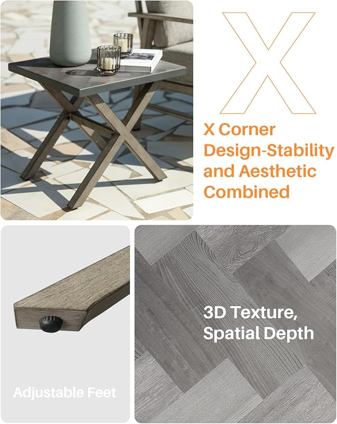 Aluminum Outdoor Side Table, Anti-Rust Outside Patio Side Table with Resin Tabletop - Photo 7