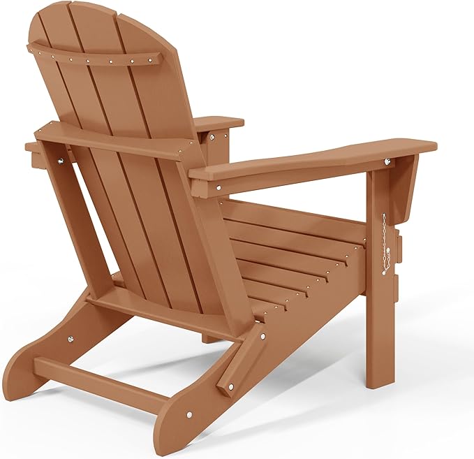 Costaelm 4-Piece Set Outdoor/Patio Poly Adirondack Chairs with a Coffee and a Side Table (2 Seater), Teak