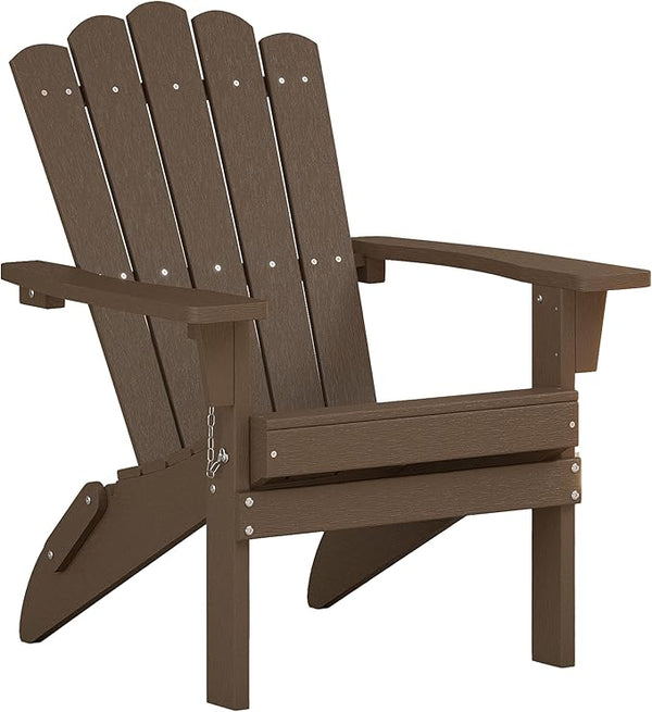 Adirondack Chair, Weather-Resistant Patio Chair with Wide Armrests & High Backrest, Folding Fire Pit Chair for Garden - Photo 1