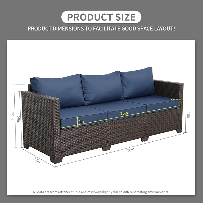 Rattaner 3-Seat Patio Wicker Sofa - Photo 3
