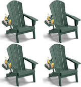 Adirondack Chair Set of 4, HDPE Folding Adirondack Chair with Multifunctional Cup Holder - Photo 1