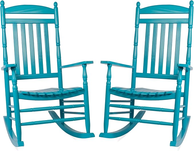 Set of 2 Outdoor Rocking Chairs, Outdoor Indoor Oversized Patio Rocker Chair Comfortable High Back Rocker for Garden, Lawn, Balcony, Backyard and Patio Porch Rocker, Load Bearing 330 lbs Blue