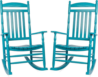 Set of 2 Outdoor Rocking Chairs, Outdoor Indoor Oversized Patio Rocker Chair Comfortable High Back Rocker for Garden, Lawn, Balcony, Backyard and Patio Porch Rocker, Load Bearing 330 lbs Blue