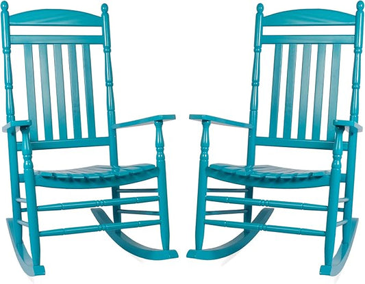 Set of 2 Outdoor Rocking Chairs, Outdoor Indoor Oversized Patio Rocker Chair Comfortable High Back Rocker for Garden, Lawn, Balcony, Backyard and Patio Porch Rocker, Load Bearing 330 lbs Blue