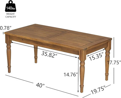 Christopher Knight Home Lama Rectangular Outdoor Coffee Table, Slat Panel Side Table, Acacia Wood Side Desk for Backyard Balcony Garden, Weather Resistant Lightweight Patio Tea Table, Natural