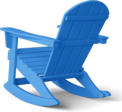 WestinTrends Malibu Outdoor/Patio Poly Adirondack Rocking Chair, Pacific Blue