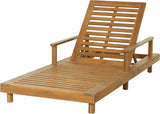Merax Acacia Wood Outdoor Chaise Lounge Chair with 3-Position Adjustable Backrest - Photo 1