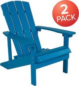 Flash Furniture Charlestown Poly Resin Adirondack Chair - Blue - All Weather - Indoor/Outdoor - Set of 2 - Photo 4