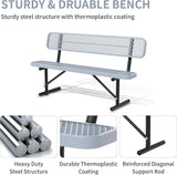 4/6/8 Feet Park Bench for Outside Heavy Duty Metal, Garden Benches Outdoor Bench with Backrest & Portable Frame - Photo 4