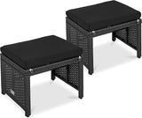Best Choice Products Set of 2 Wicker Ottomans, Multipurpose Outdoor Furniture for Patio, Backyard, Additional Seating - Photo 1