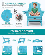 SERWALL Folding Adirondack Chair with Cup Holder Weather Resistant Patio Chair Outdoor Chairs Painted Adirondack Chairs - Photo 5