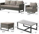 Wicker Outdoor Patio Furniture Set - 8 Piece Patio Conversation Set with 4 Swivel Rocker Chairs, 2 Rattan Ottoman - Photo 2