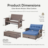 Belord Oversize Outdoor Daybed Set - Patio Recliner Loveseat with Storage Ottoman - Photo 2
