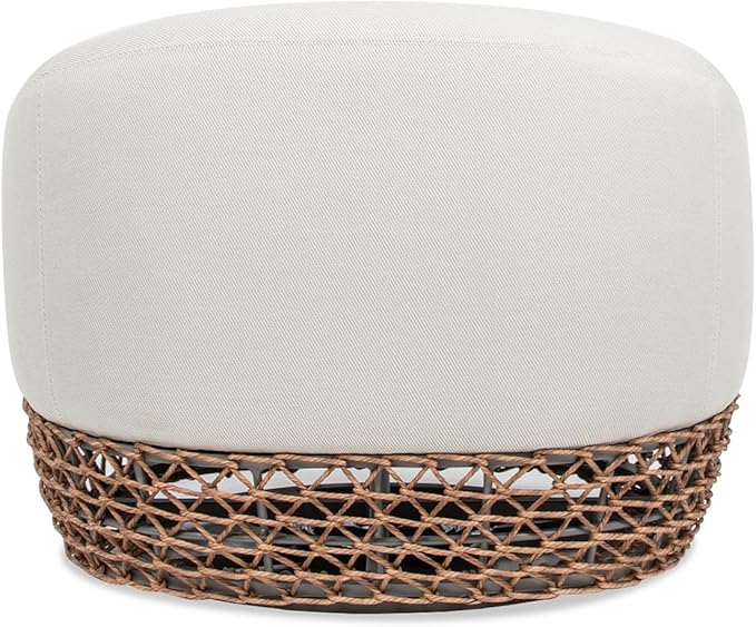 Jennifer Taylor Home Willow 35.5" Upholstered Woven Patio Deep Seating Armchair, Golden Brown Wicker Frame, Wheat Beige - Photo 6