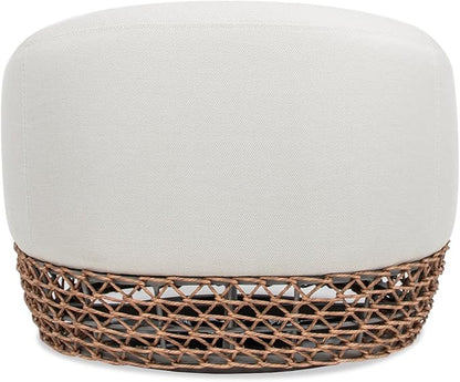 Jennifer Taylor Home Willow 35.5" Upholstered Woven Patio Deep Seating Armchair, Golden Brown Wicker Frame, Wheat Beige