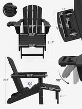 KINGYES Adjustable Folding Adirondack Chair with Footrest & 4-in-1 Multi-Functional Armrest Organizer Set of 2 - Photo 2