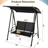 Tangkula 2 Person Porch Swing, Patio Swing with Adjustable Canopy, Comfortable Fabric Seat & Heavy-Duty Steel Frame - Photo 4