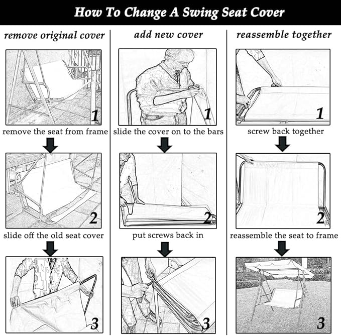 2/3 Seat Patio Swing Cover Chair Bench Replacement Covers Waterproof Heavy Duty Swing Seat Cover - Photo 6
