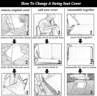 2/3 Seat Patio Swing Cover Chair Bench Replacement Covers Waterproof Heavy Duty Swing Seat Cover, (L) x (W) 44.49 x 38.97 inch