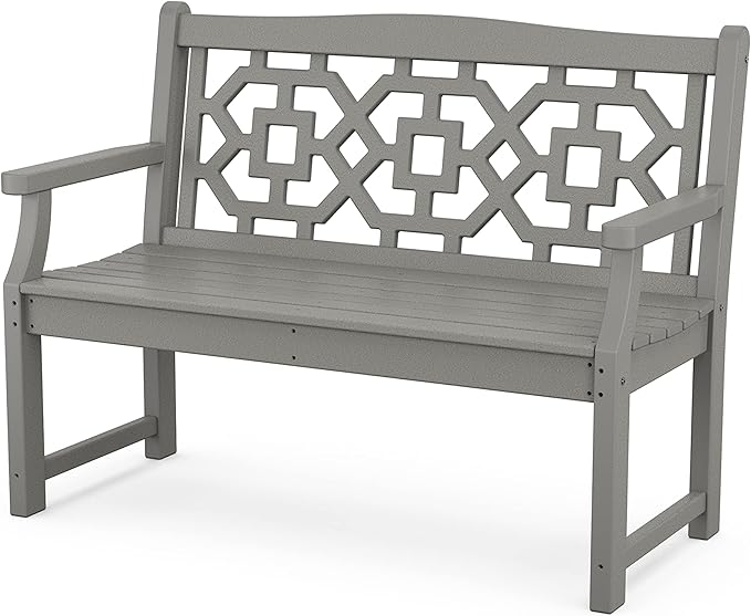 Martha Stewart by POLYWOOD® Chinoiserie 48” Garden Bench in Slate Grey - Photo 1