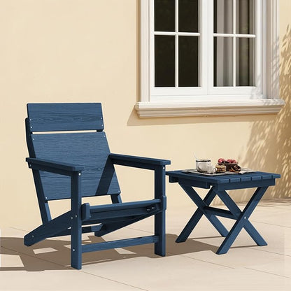 Adirondack Chair, Outdoor Patio Lawn Chairs, Outside HDPE Chairs with One-Piece Backrest for Lawn, Yard & Poolside, Navy Blue