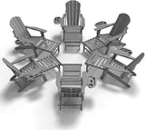Adjustable Adirondack Chair with Retractable Ottoman Set of 6, HDPE Folding Adirondack Chair with Cup Holder - Photo 1