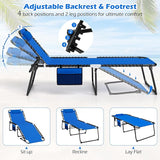 Giantex 2-Pack Lounge Chair Outdoor, Folding Tanning Chair with 4 Adjustable Positions, Removable Headrest, Footrest - Photo 6