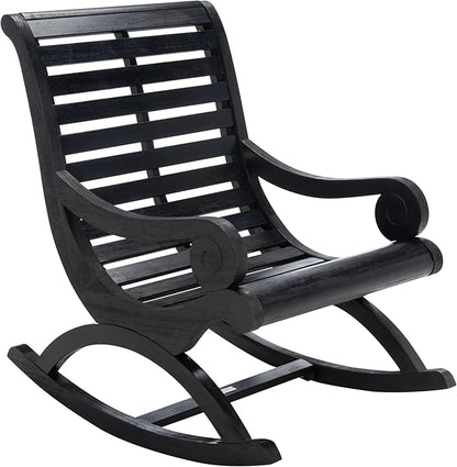 SAFAVIEH Outdoor Collection Sonora Black Slatted Rocking Chair