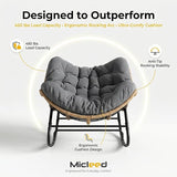 Oversized Papasan Rocking Chair Outdoor, Comfy Wicker Patio Papasan Egg Rocker with Thick Cushion for 450 lbs - Photo 7
