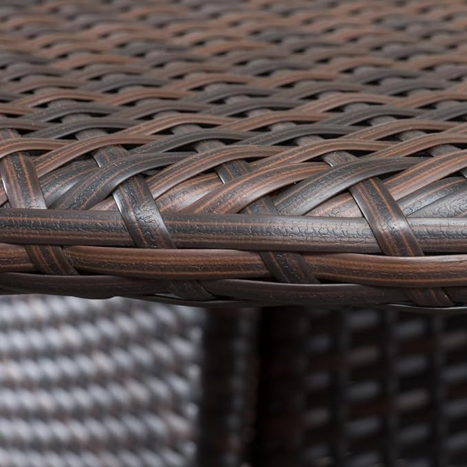 Outdoor Dining Table with PE Wicker Tabletop and Powder Coated Iron Frame Water Resistant Design Durable Construction - Photo 3