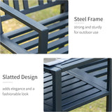 Outsunny Metal Garden Bench with Middle Table and Umbrella Hole, 2-in-1 Double Patio Chairs - Photo 6