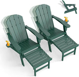 GREENVINES Adjustable Adirondack Chair with Retractable Ottoman Set of 2 | Folding | HDPE Plastic - Photo 1